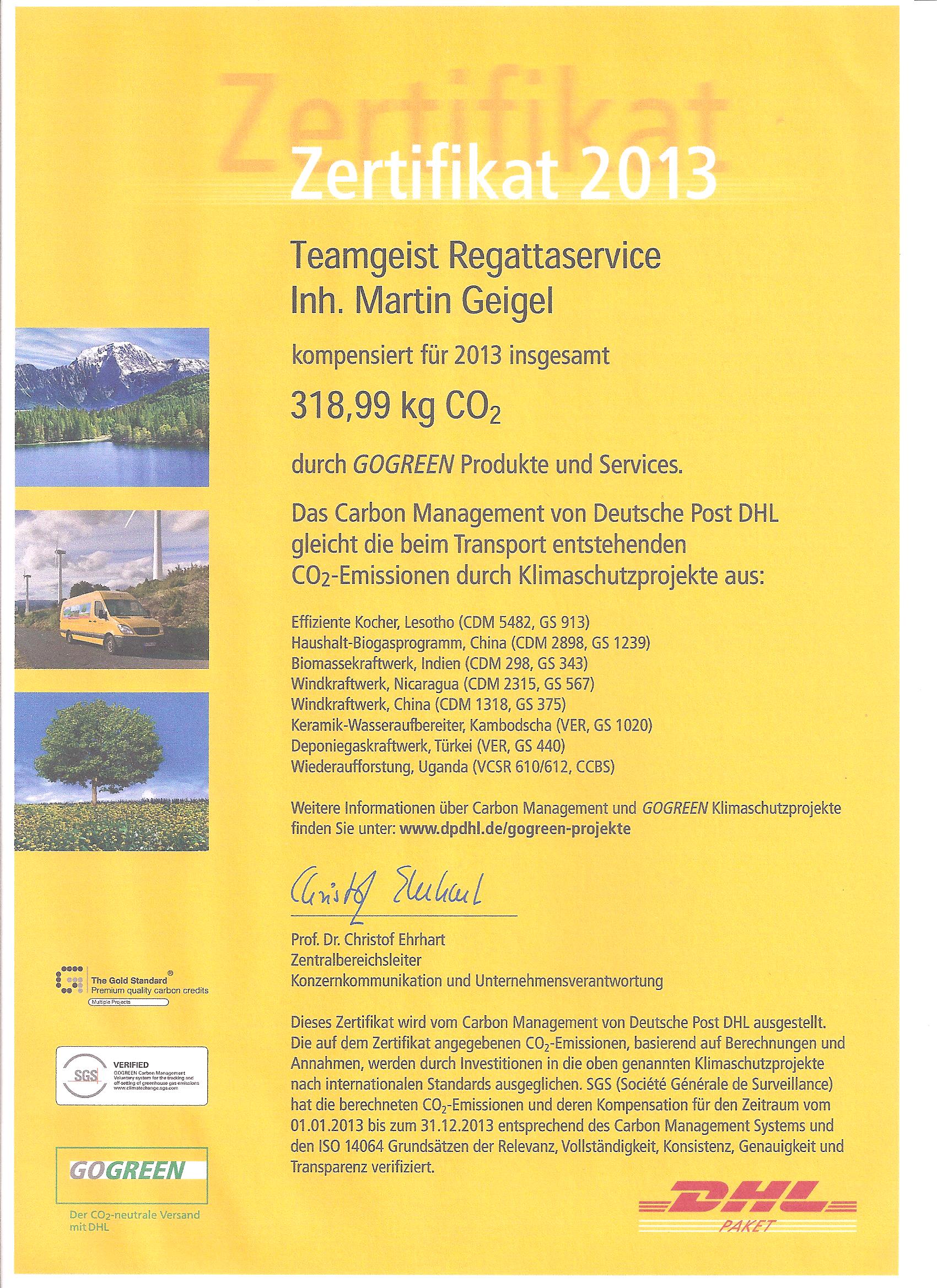 DHL Zertifikat 2013