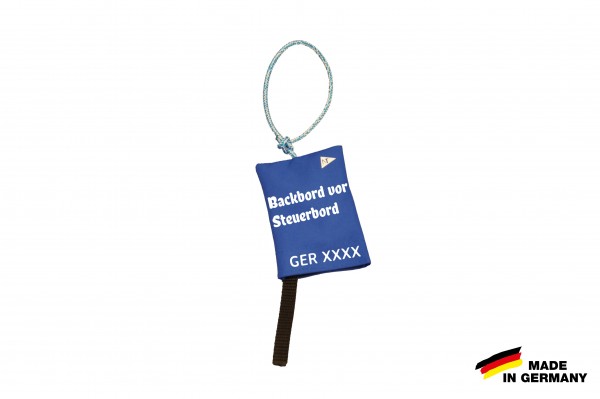 protestflagge im blauen Stoffsack personalisiert - sailingshop.de